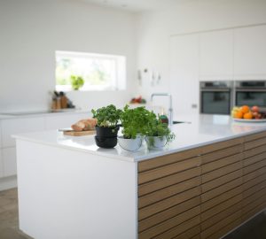 Modern Designer Kitchen in White and Wood