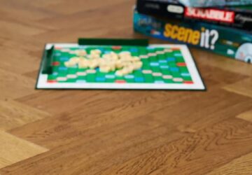 Wooden Flooring with boardgames including Scrabble