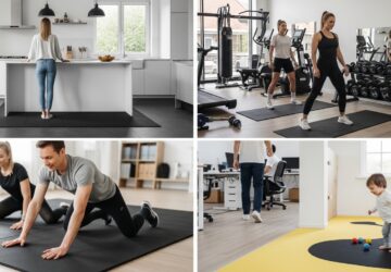 Home rubber matting in gym, childs play room and kitchen